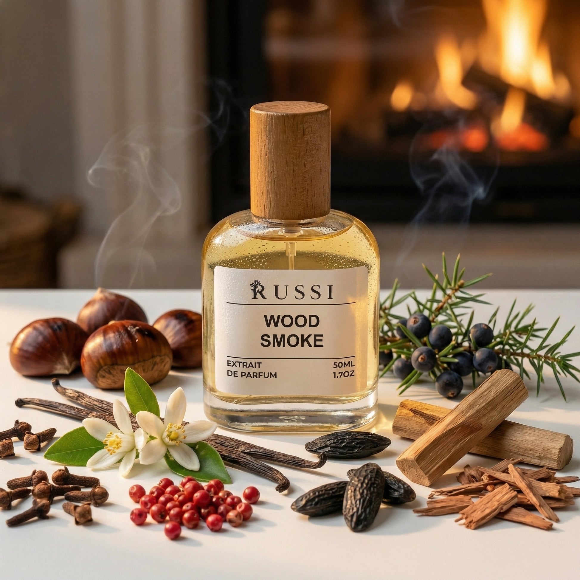 WOOD SMOKE KAŠTONAI · GUAJAKMEDIS · VANILĖ