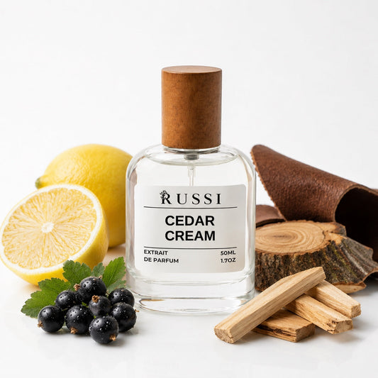 CEDAR CREAM 50ML perfume bottle with lemon, black currant, leather and sandalwood notes