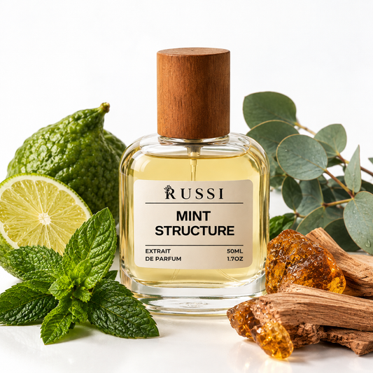 RUSSI MINT STRUCTURE 50 ml – bergamotė, mėta, eukaliptas, gintaras ir santalmedis