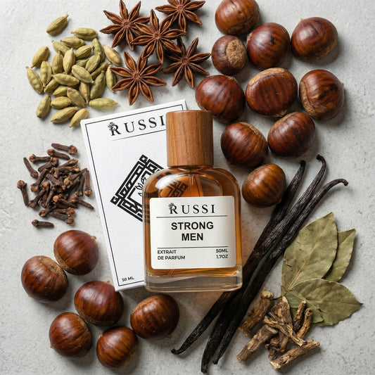 KARDAMONAS KAŠTONAS VANILĖ parfumas RUSSI Strong Men su vejo stiprumas aromatu ir natūraliais prieskoniais
